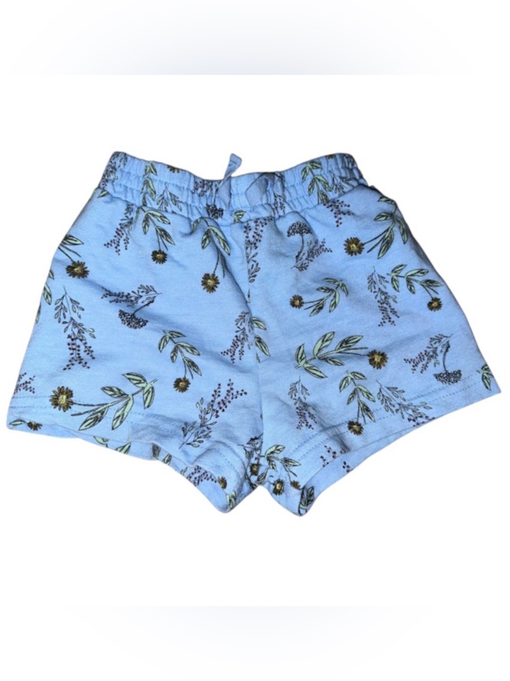 Girls' Light Blue Floral Elastic-Waist Shorts
